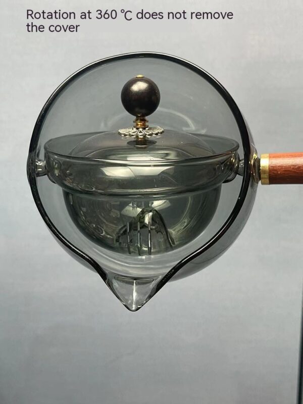 Semi-automatic Rotary Heat-resistant Glass Teapot Lazy Tea Making With Infuser And Wooden Handle Office Home Accessories Kitchen Gadgets - Image 3