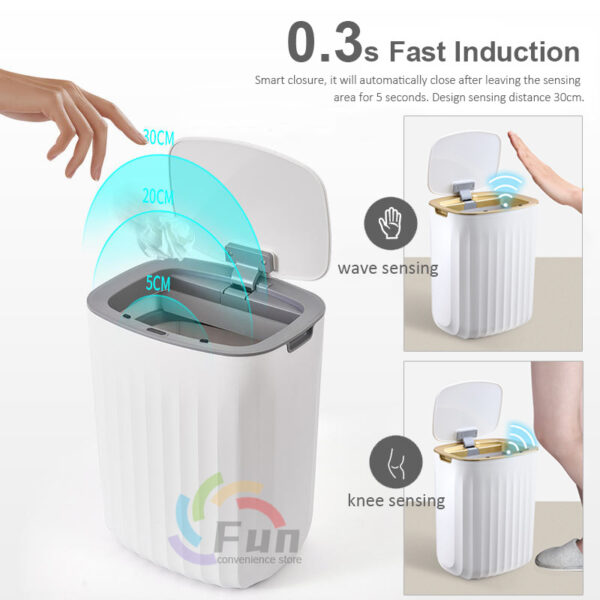 Smart Trash Can With Lid For Bedroom And Living Room Kitchen Storage Box Trash Can Induction Small Car Box Automatic Smart Dustbin Smart Trash Bin - Image 2
