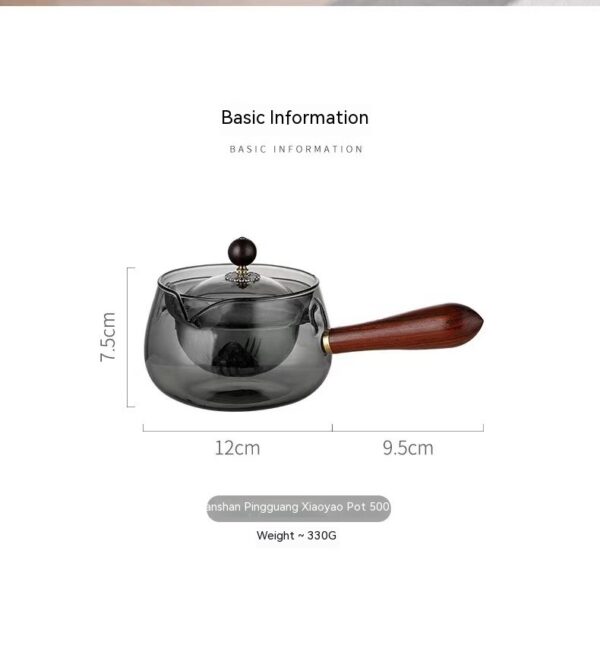 Semi-automatic Rotary Heat-resistant Glass Teapot Lazy Tea Making With Infuser And Wooden Handle Office Home Accessories Kitchen Gadgets - Image 4