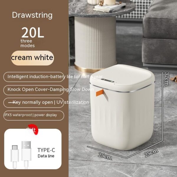 Smart Trash Can With Lid For Bedroom And Living Room Kitchen Storage Box Trash Can Induction Small Car Box Automatic Smart Dustbin Smart Trash Bin - Image 3