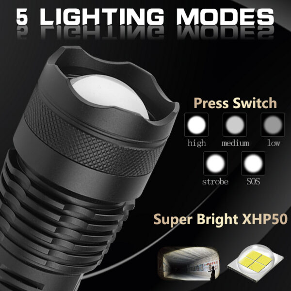 USB Charging Zoom P50 Flashlight - Image 4